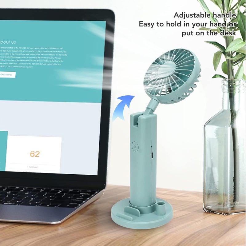 woobles Handheld Mini Fan, Portable Hand Fan, 3 Speed Wind Adjustment Small Pocket Fan, USB Rechargeable Fan with Cosmetic Mirror Phone Holder for Office - Image 4
